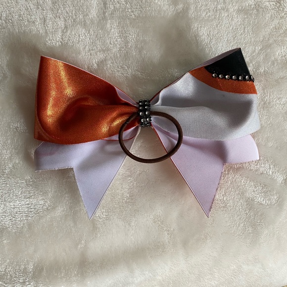 Orange Black & White Cheer Bow - Picture 2 of 2
